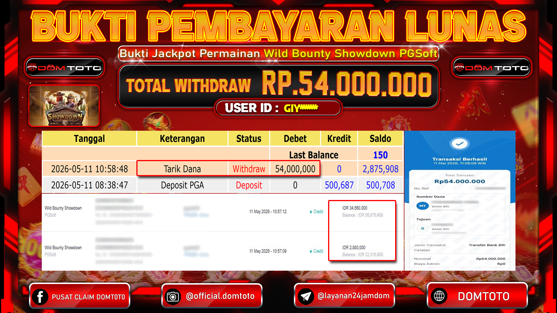 JACKPOT SLOT MWild Bounty Showdown PGSoft 11 MAY 2026